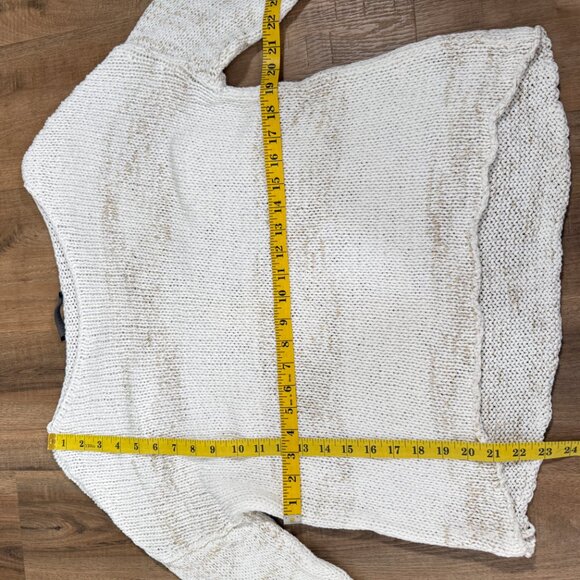 Fabiana Filippi White Gold Cotton Linen Blend Sweater Quiet Luxury XL - Picture 6 of 11